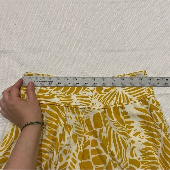 Ann Taylor Loft Yellow‎ & White Leaf Linen Skirt - Picture 4 of 8